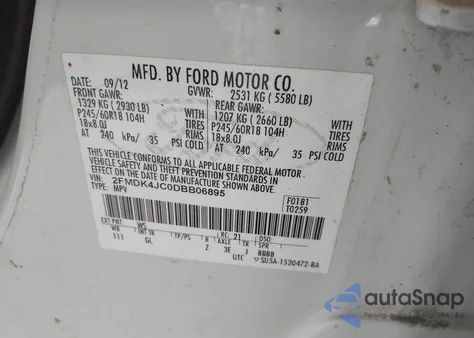 2013 Ford Edge Sel из США, поврежденный, VIN 2FMDK4JC0DBB06895